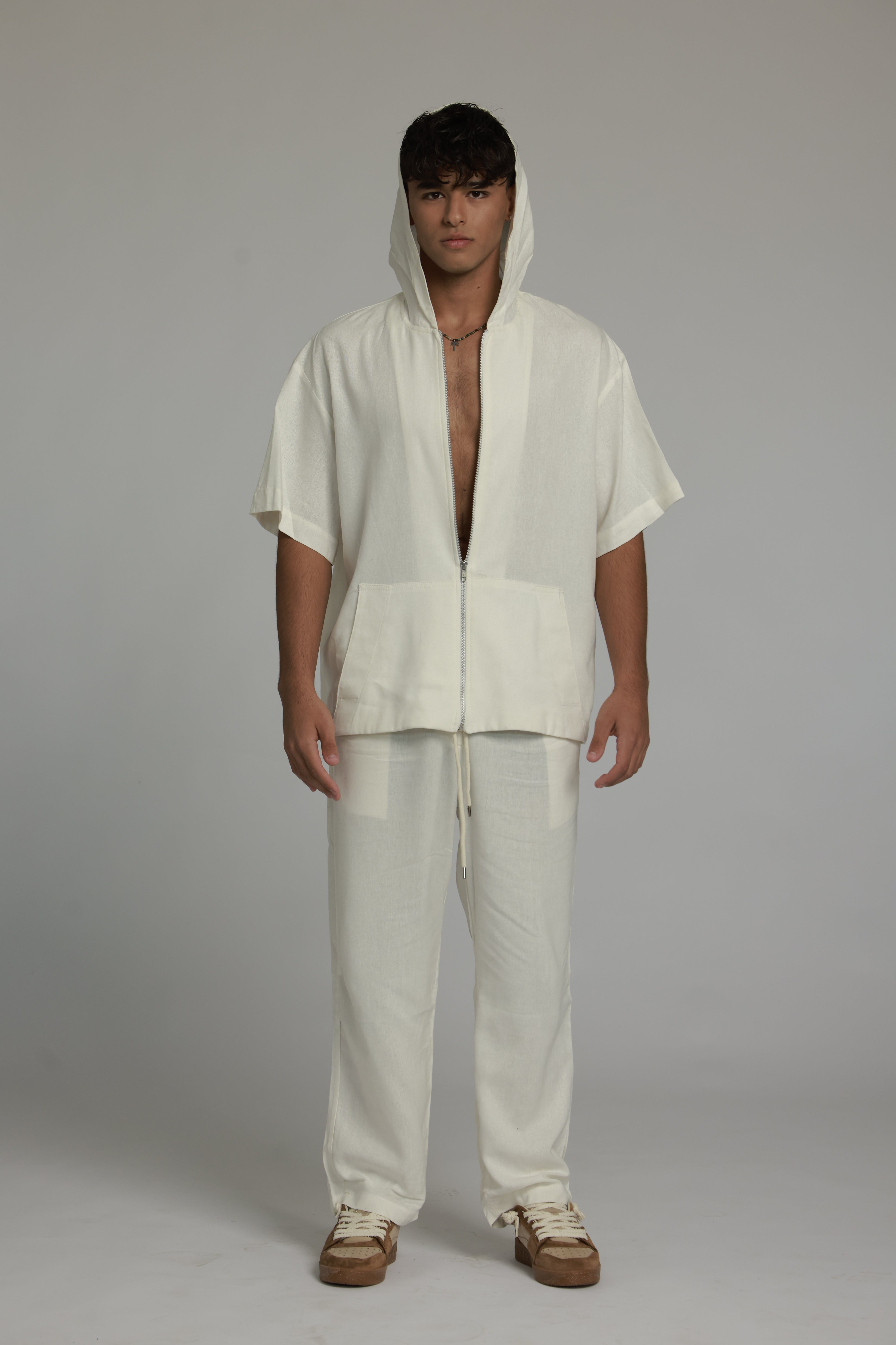 ג׳קט פשתן -לבן