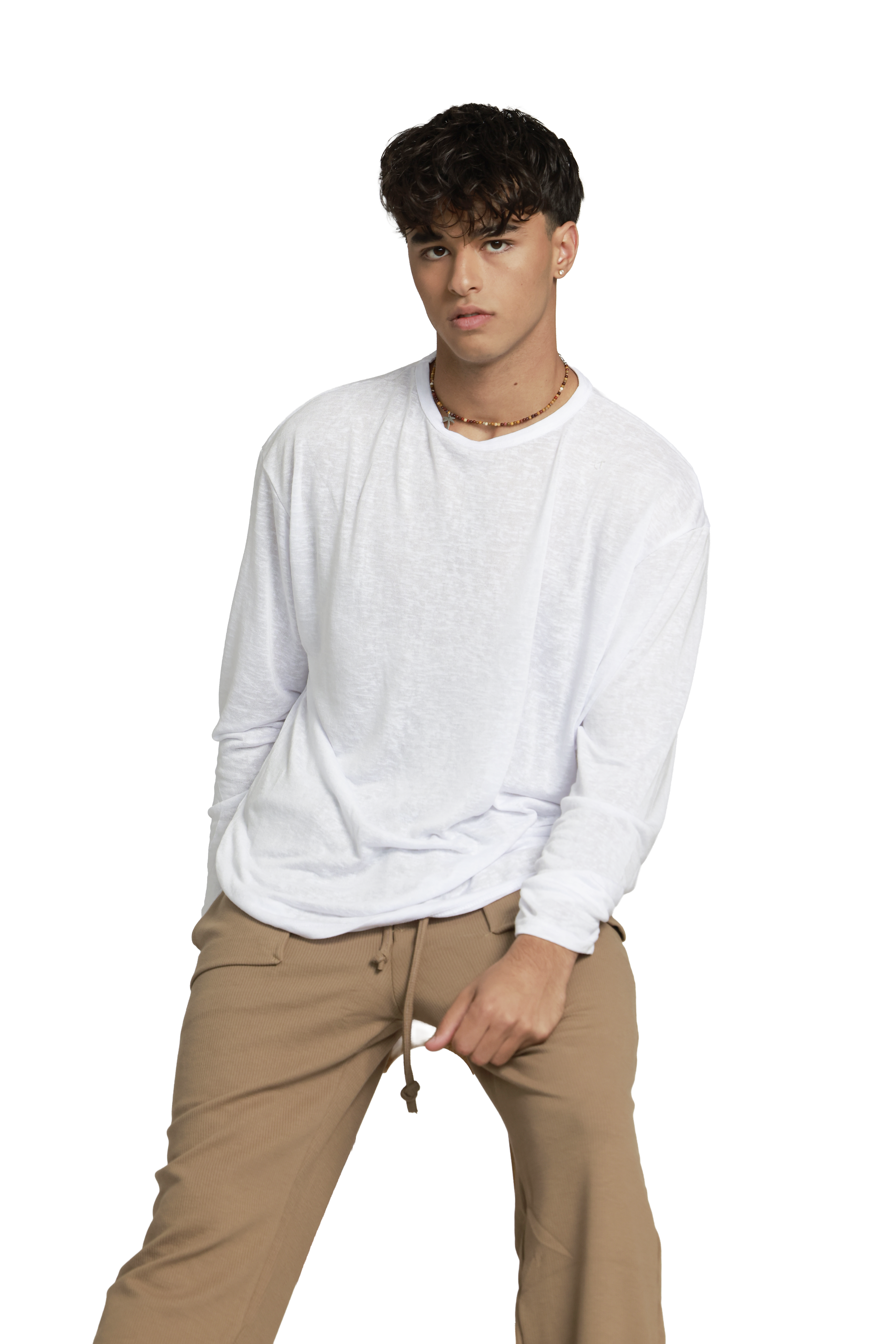 חולצת סלאב עגול | לבן