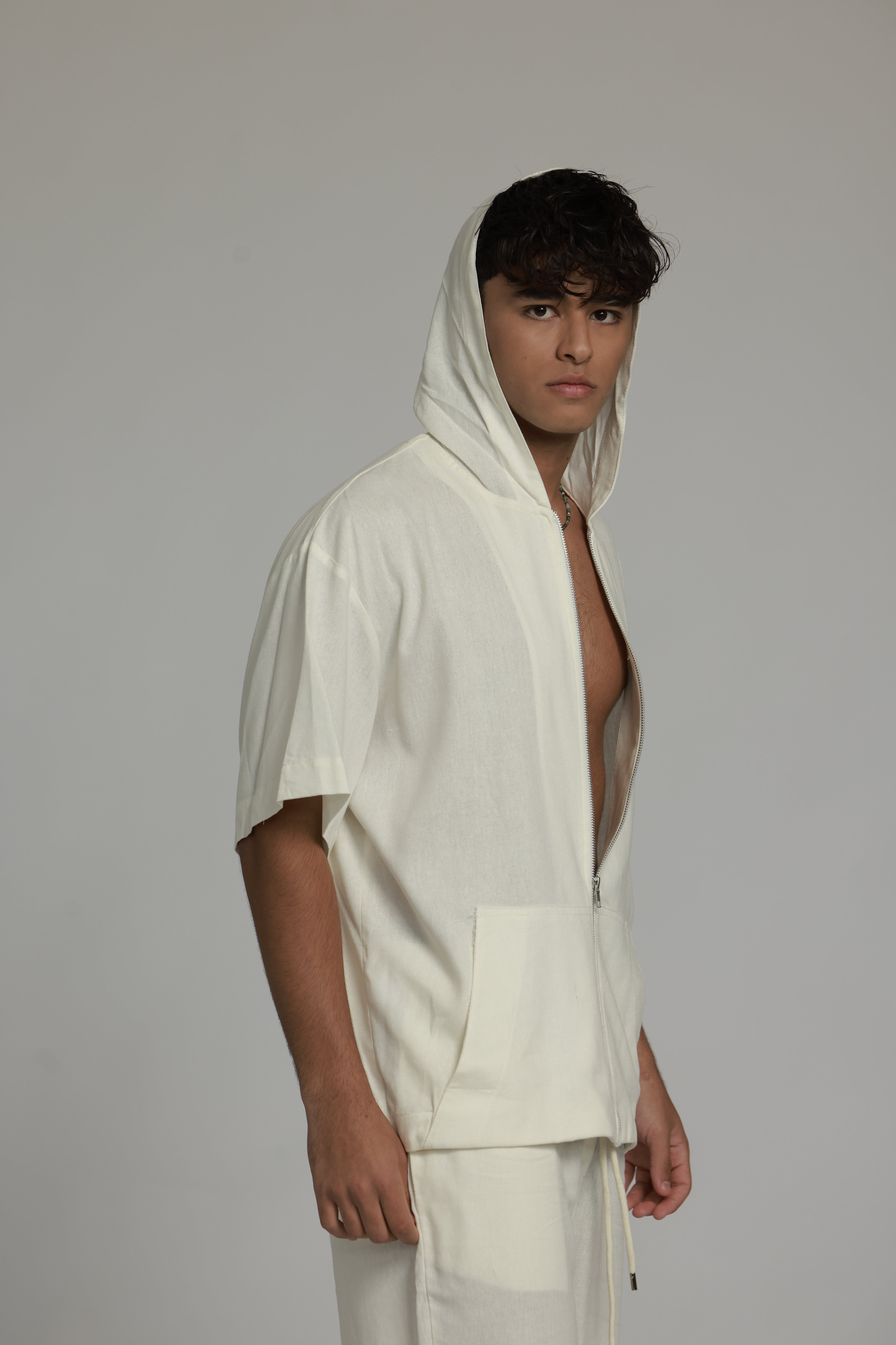 ג׳קט פשתן -לבן