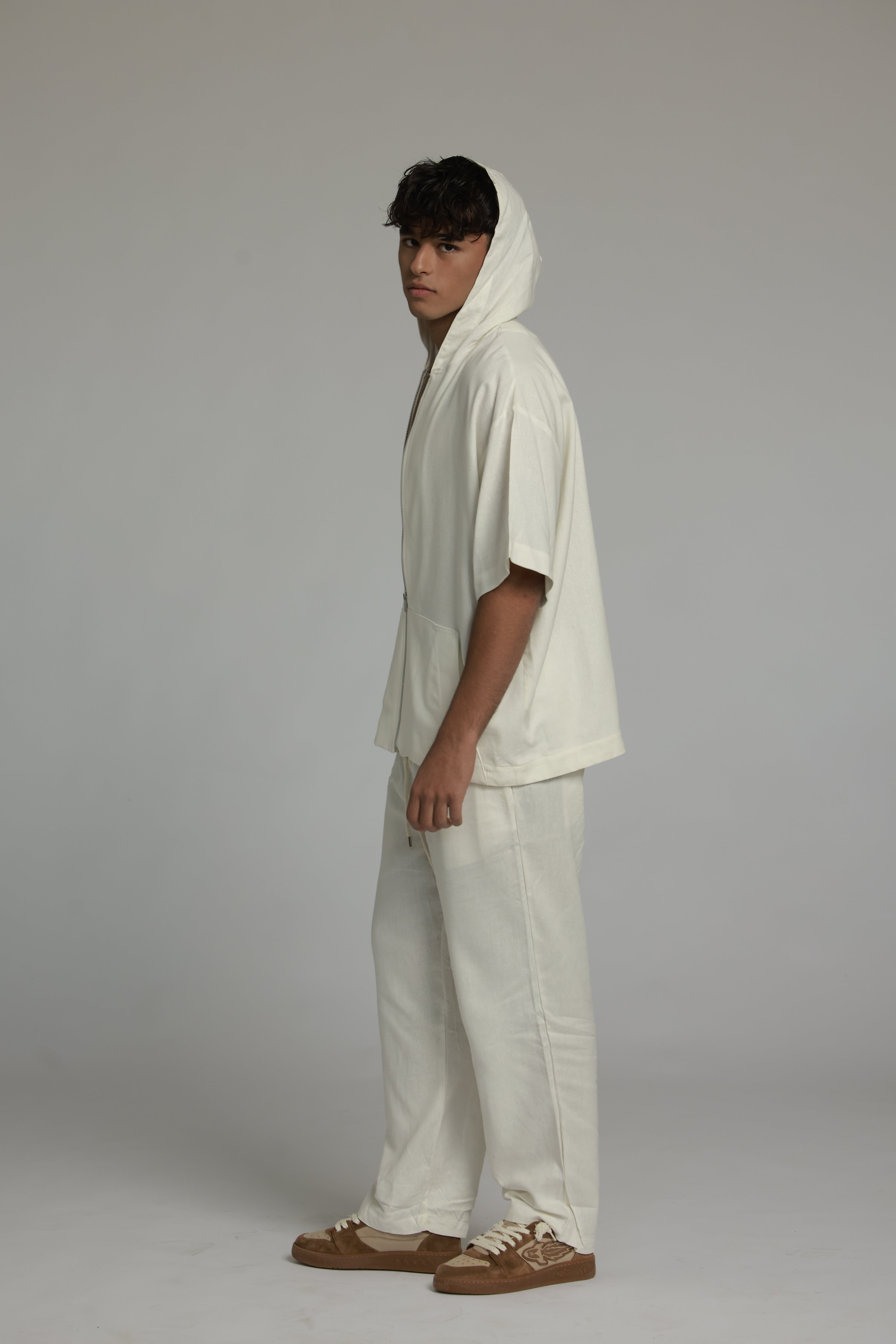 ג׳קט פשתן -לבן