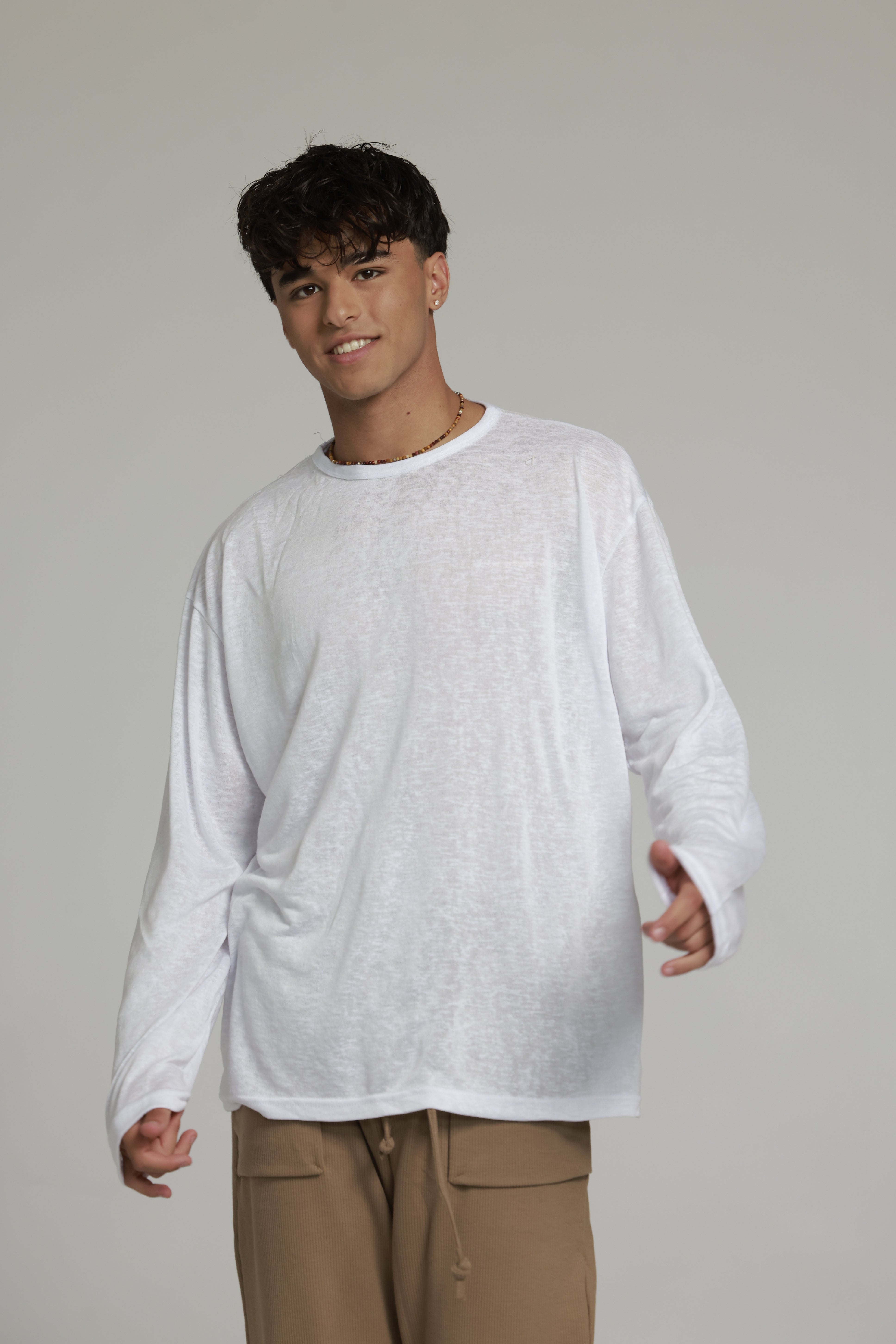 חולצת סלאב עגול | לבן