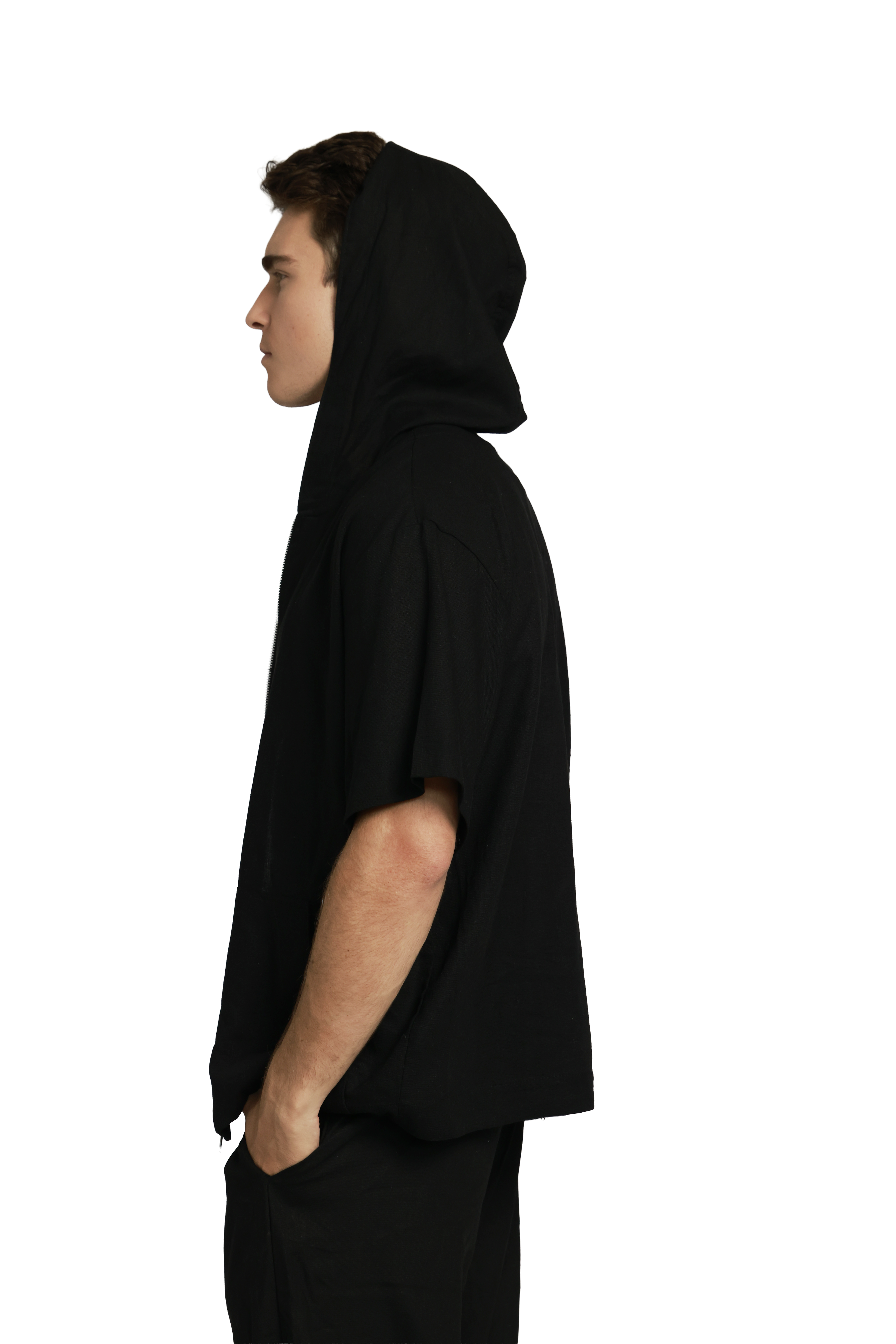 ג׳קט פשתן קפוצון- שחור