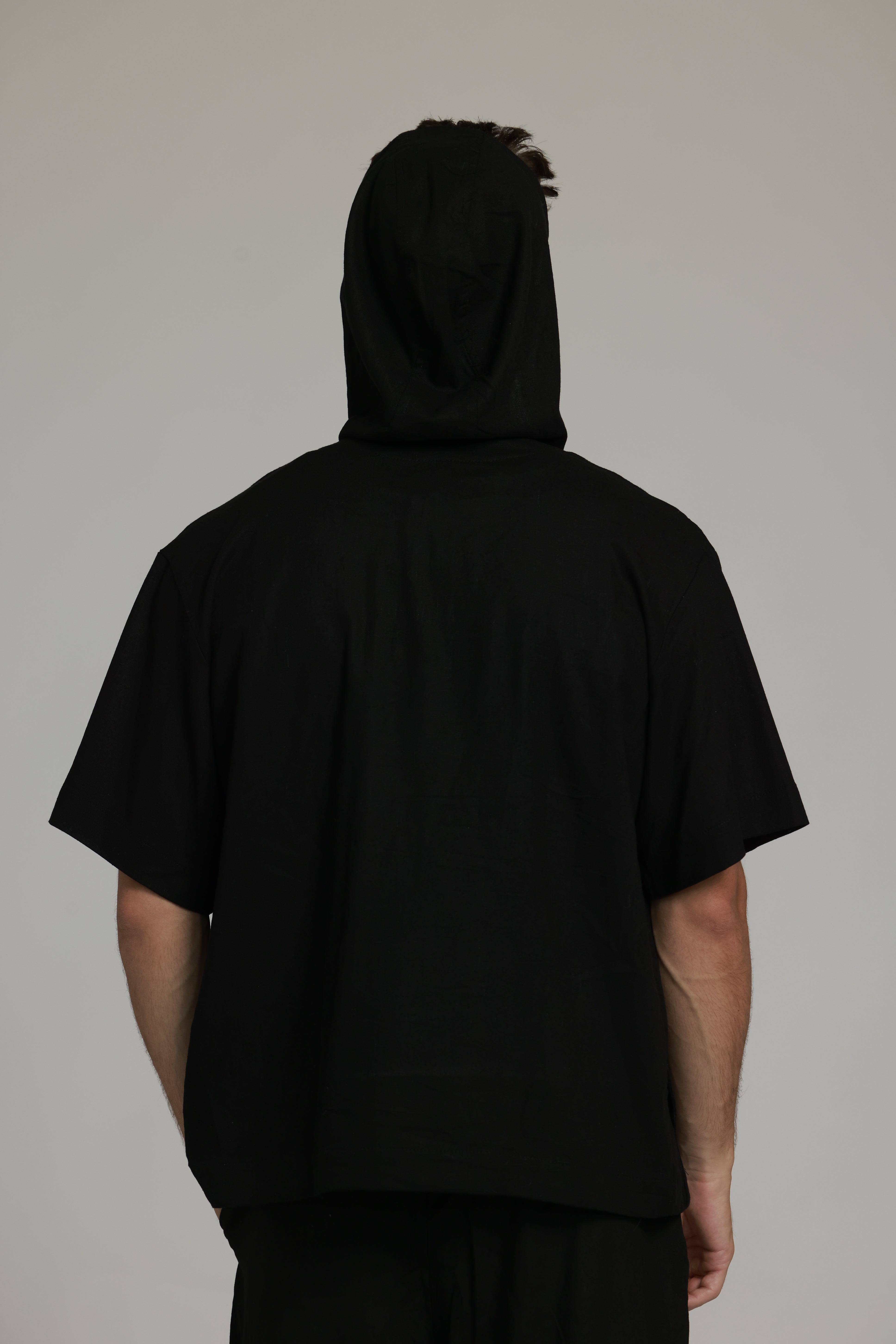 ג׳קט פשתן קפוצון- שחור