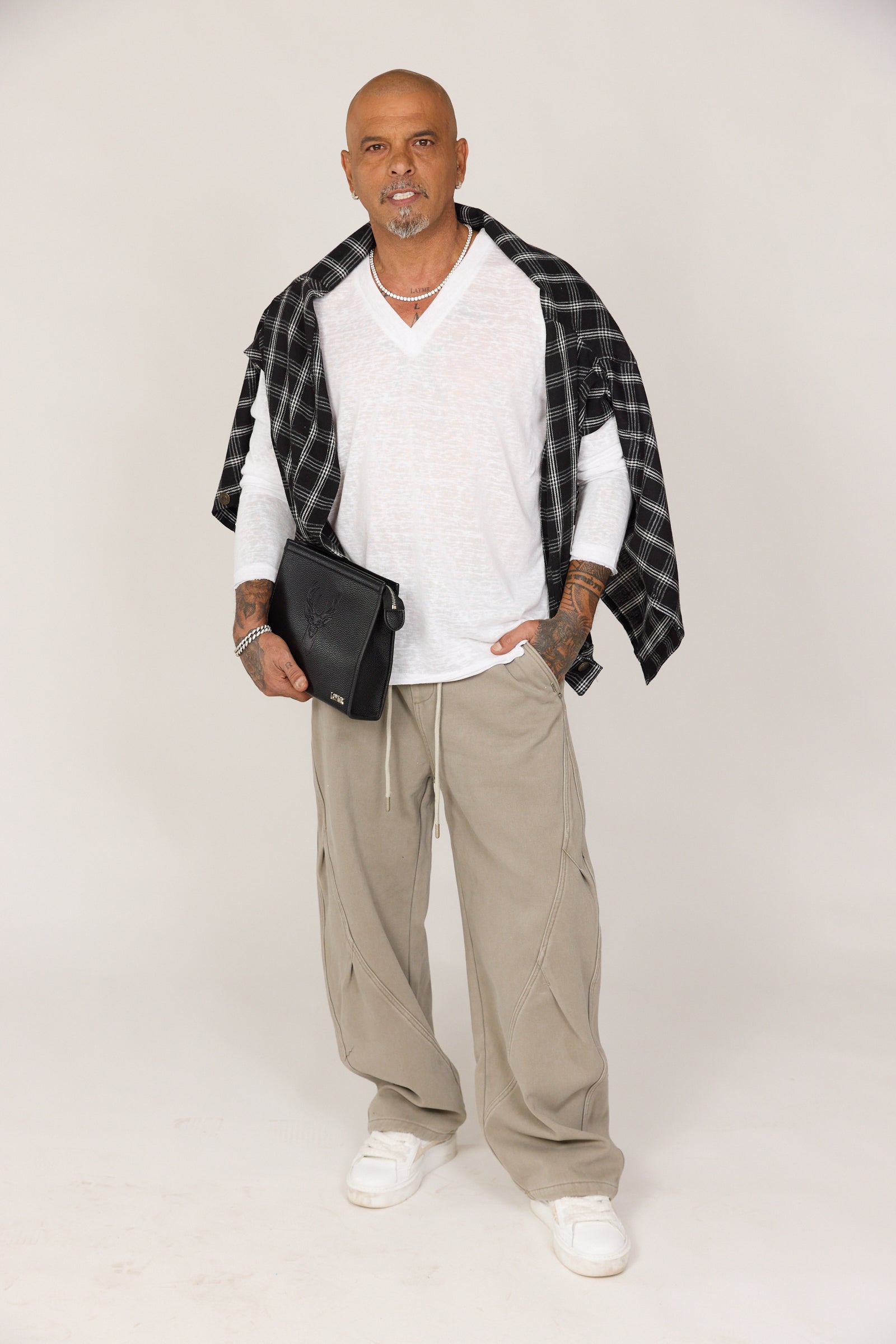 מכנס בד אובר סייז אפור